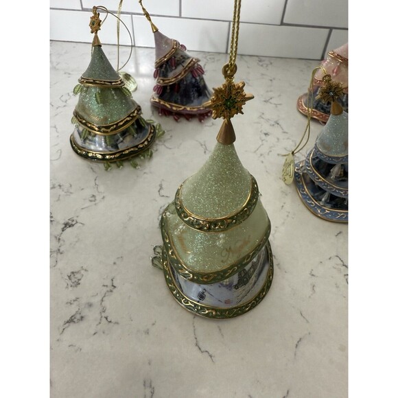 Thomas Kinkade Jeweled Tree Ornaments Bone China Bradford Exchange set of 6 - Picture 5 of 13